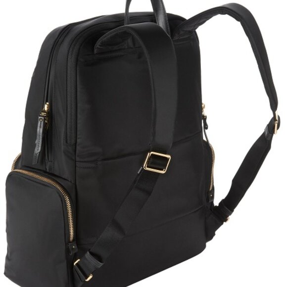 Tumi Voyageur Calais black nylon gold accents backpack - Picture 3 of 5